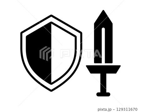 剣と盾のアイコン　モノトーン 129311670
