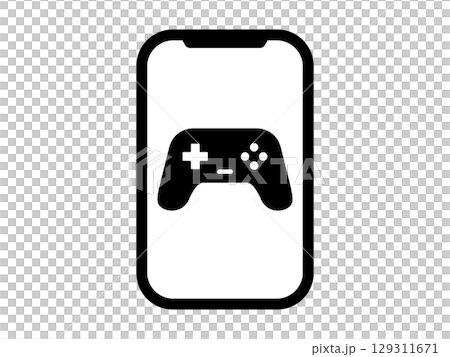 スマホとゲームのアイコン モノトーン スマホとゲームのアイコン モノトーン 129311671