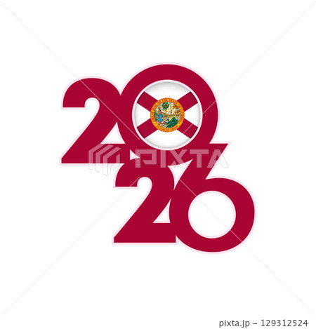 2026 banner with Florida flag inside. 2026 banner with Florida flag inside. 129312524