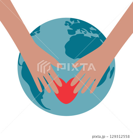 human hands over the earth globe human hands over the earth globe 129312558