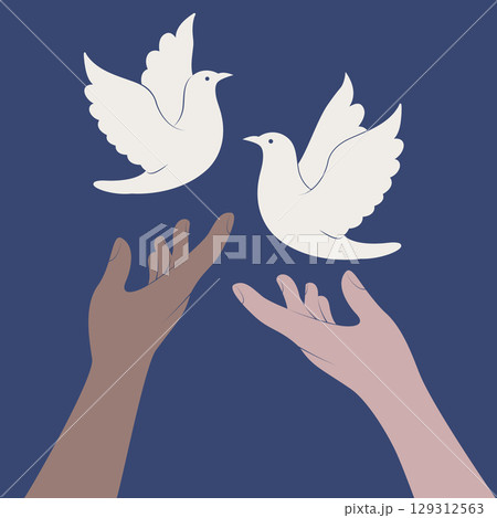 hands with soar up doves hands with soar up doves 129312563