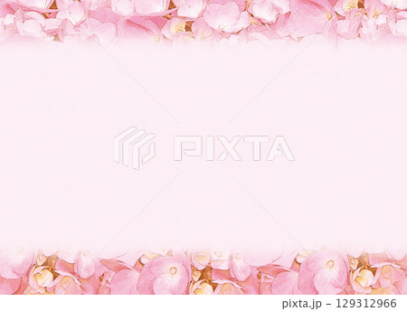 やさしいピンクのあじさいフレーム(背景・テクスチャ素材) やさしいピンクのあじさいフレーム(背景・テクスチャ素材) 129312966