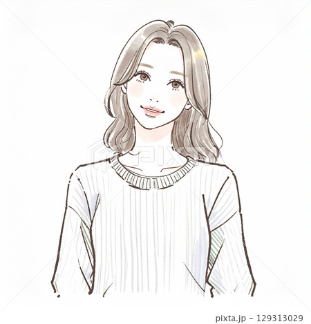 おしゃれな女性イラスト素材 129313029