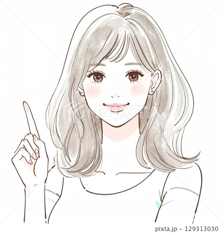 おしゃれな女性イラスト素材 129313030