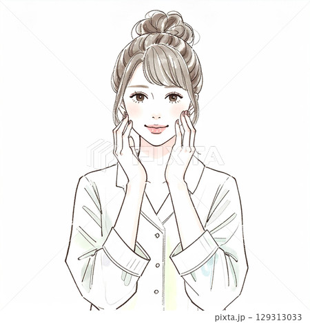 おしゃれな女性イラスト素材 129313033