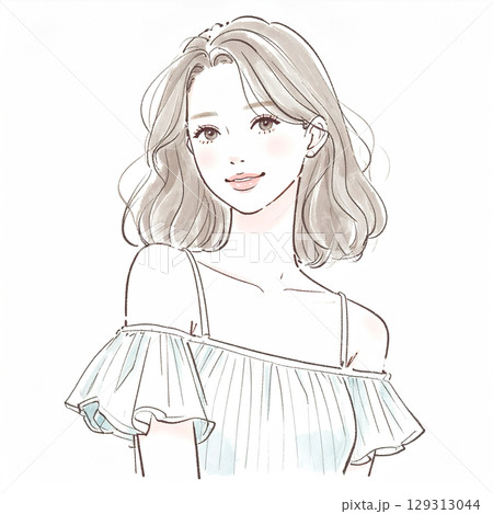 おしゃれな女性イラスト素材 おしゃれな女性イラスト素材 129313044