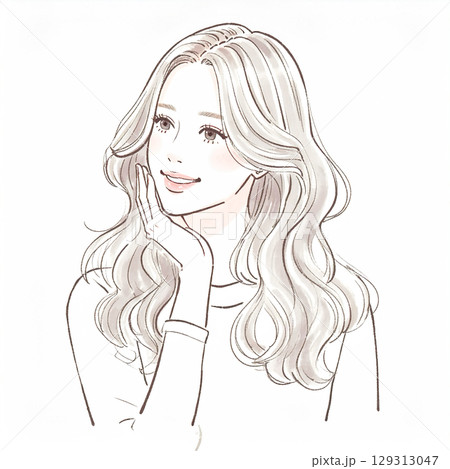 おしゃれな女性イラスト素材 129313047