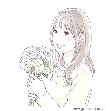 おしゃれな女性イラスト素材 おしゃれな女性イラスト素材 129313057