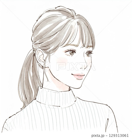 おしゃれな女性イラスト素材 129313061