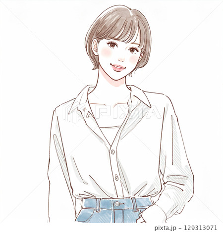 おしゃれな女性イラスト素材 129313071