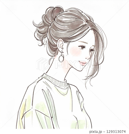 おしゃれな女性イラスト素材 129313074