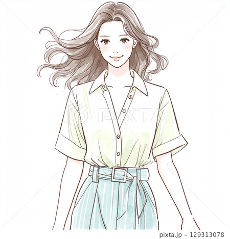 おしゃれな女性イラスト素材 129313078