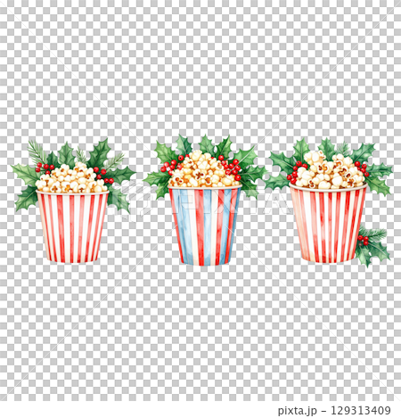 Isolated popcorn box on white background. 129313409