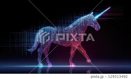 futuristic digital unicorn in web space illustration 129313492