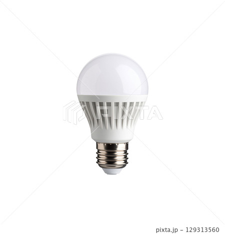 Bright glass light bulb emitting electric light, white on white background. Bright glass light bulb emitting electric light, white on white background. 129313560