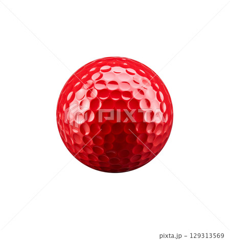 Red golf ball isolated on white background 129313569