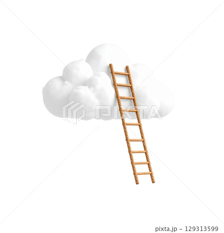 Illustration of fluffy blue sky clouds and seamless pattern of clouds 129313599