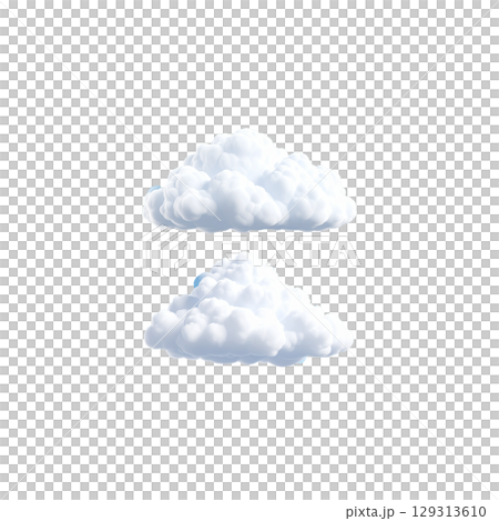 Illustration of fluffy blue sky clouds and seamless pattern of clouds 129313610