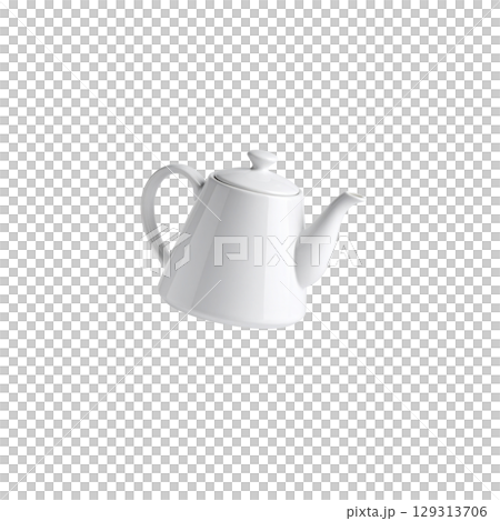 White ceramic teapot isolated on white background 129313706