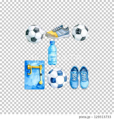 Separate leather soccer ball for sports on white background 129313733