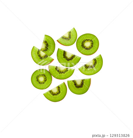 Fresh and juicy green kiwi isolated on white background. 129313826