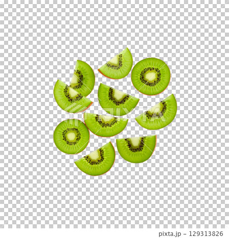 Fresh and juicy green kiwi isolated on white background. 129313826