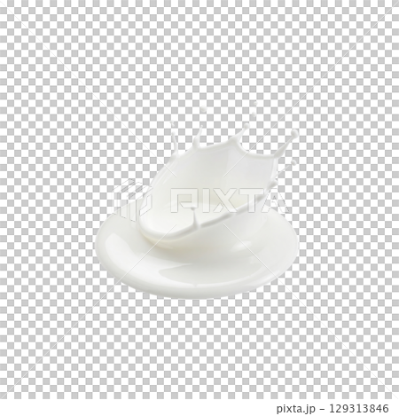 Splashing milk and white liquid on white background 129313846