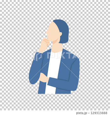 Thinking business person, woman in a suit 129313888