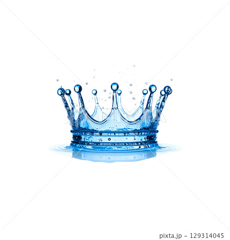 Fresh blue water splash with drops isolated on white background 129314045