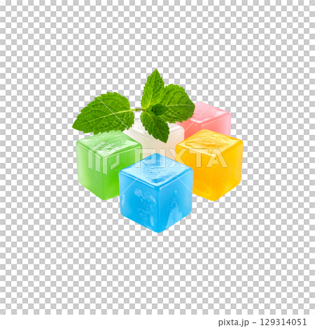 Lemon, mint and ice in glass isolated on white background Lemon, mint and ice in glass isolated on white background 129314051