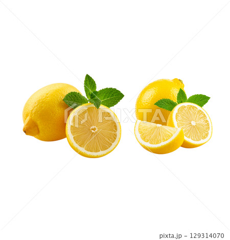 Fresh half and sliced green lime with water drops isolated on white Fresh half and sliced green lime with water drops isolated on white 129314070