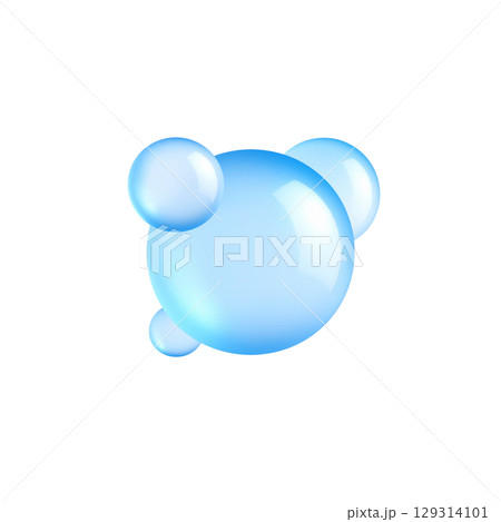 Shiny 3D blue icon with reflection, resembling a shiny glass ball or a transparent bubble. Shiny 3D blue icon with reflection, resembling a shiny glass ball or a transparent bubble. 129314101