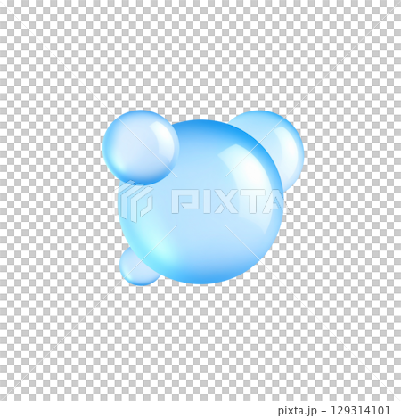 Shiny 3D blue icon with reflection, resembling a shiny glass ball or a transparent bubble. Shiny 3D blue icon with reflection, resembling a shiny glass ball or a transparent bubble. 129314101