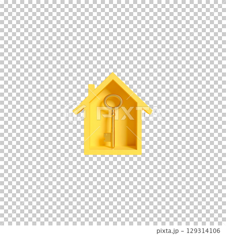 Set of house keys and keys on white background 129314106