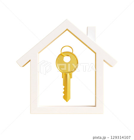Set of house keys and keys on white background 129314107