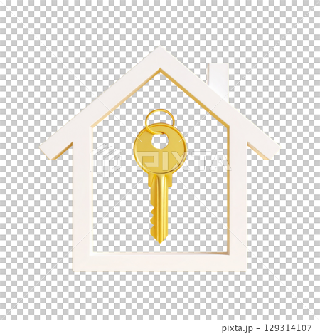 Set of house keys and keys on white background 129314107
