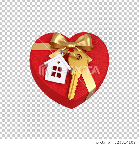 Set of house keys and keys on white background 129314108