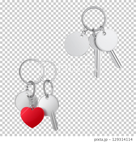 Set of house keys and keys on white background 129314114
