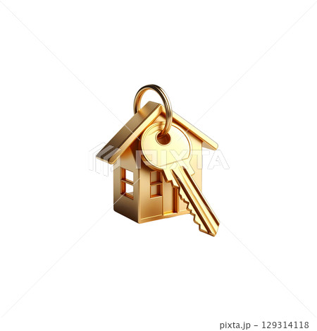 Set of house keys and keys on white background 129314118
