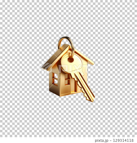 Set of house keys and keys on white background 129314118