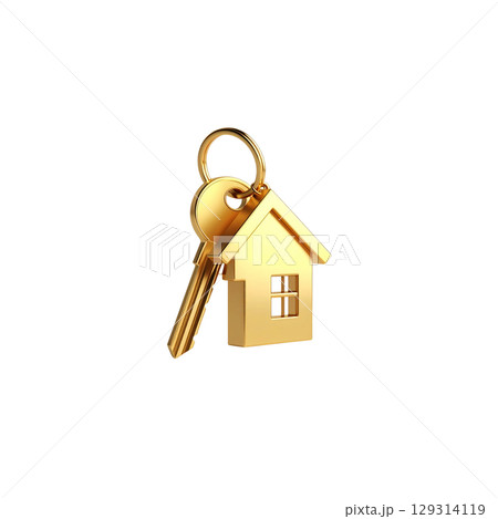 Set of house keys and keys on white background 129314119