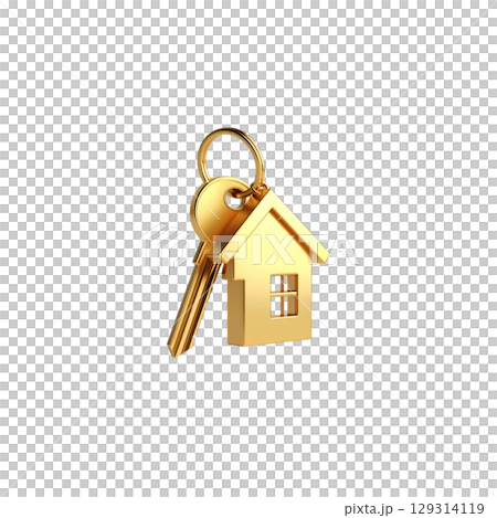 Set of house keys and keys on white background 129314119