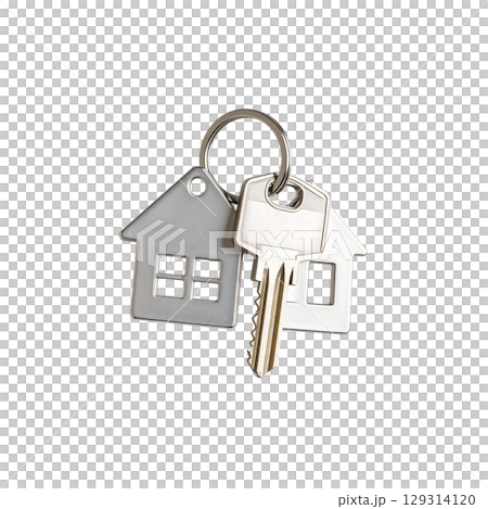 Set of house keys and keys on white background 129314120