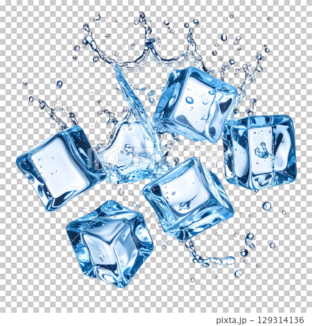Clear ice cubes on a white background Clear ice cubes on a white background 129314136