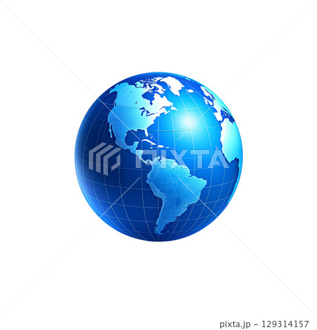 Blue globe on white background Blue globe on white background 129314157