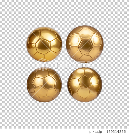 Golden soccer ball for sports, games and team play on white background. Golden soccer ball for sports, games and team play on white background. 129314236