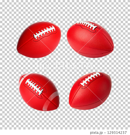 Red soccer ball for sports, games and team play on white background. Red soccer ball for sports, games and team play on white background. 129314237