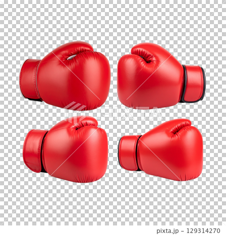 Red boxing gloves isolated on a white background 129314270