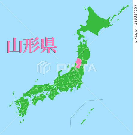 日本地図　山形県 129314557