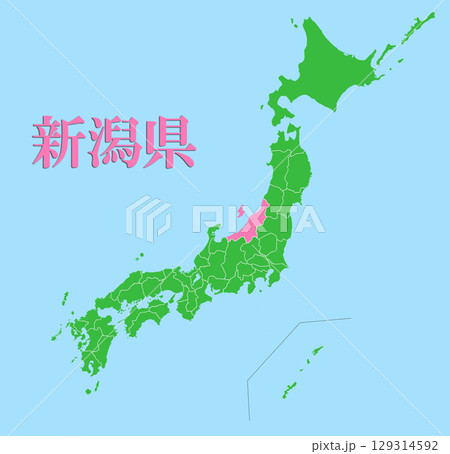 日本地図　新潟県 129314592